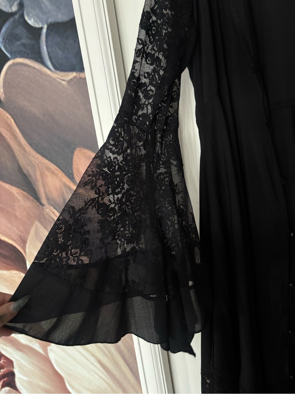 Killstar Black Lace-Trim Scarf Button Up Dress - Picture 2 of 5